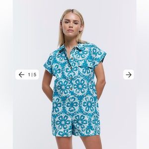 River Island Petite Blue Romper Playsuit